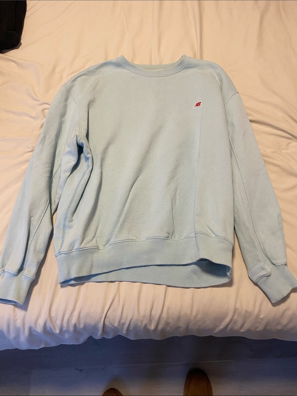 New Balance Light Blue Crewneck Sweatshirt with Small Red NB Logo